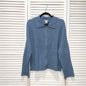 Sincerely Jules Blue Knit Collared Cardigan Sweater